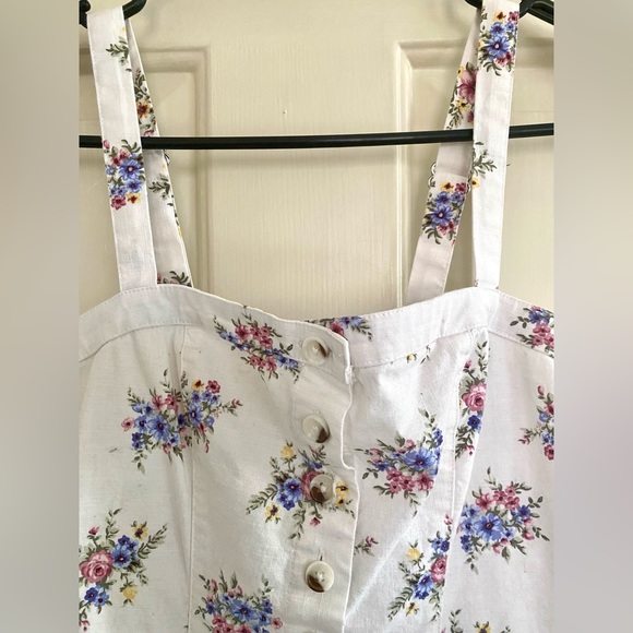Forever 21 White Floral dress spring and summer Denim Button Front small - Picture 6 of 8